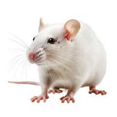 White background with a cute rat, a small mammal, isolated in a studio shot