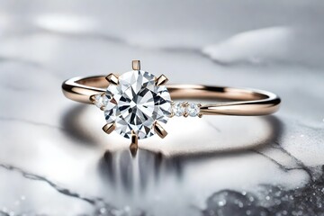 A sparkling gold engagement ring resting delicately on a bed of soft velvet