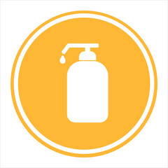 Vector symbol of hand sanitizer bottle icon on colored background. Medical care pictogram