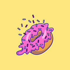 Flying Doughnut Cartoon Vector Icons Illustration. Flat Cartoon Concept. Suitable for any creative project.