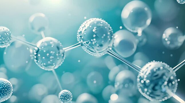 Abstract science background with a closeup of carbon atom structure, depicting an organic technology concept. A macro view of a diamond and an abstract chemical structure on a blurred blue backdrop.