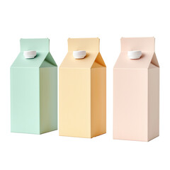 Colourful milk box isolated on transparent background. Mockup