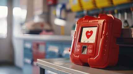 Automated External Defibrillator or AED box, generative ai - obrazy, fototapety, plakaty