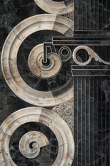 Obraz premium Ancient surreal meander roman, greek geometric patterns on marble. Luxurious stone designs on a rich marble background, exuding elegance and classical style
