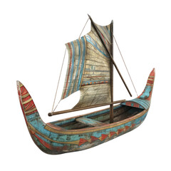 Matet Boat Egypt Art object isolated on transparent png.