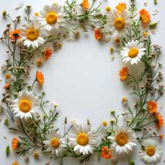 flowers circle frame, daisy, flower Wreath