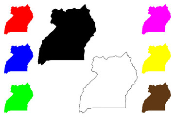 Uganda map vector illustration, scribble sketch Republic of Uganda