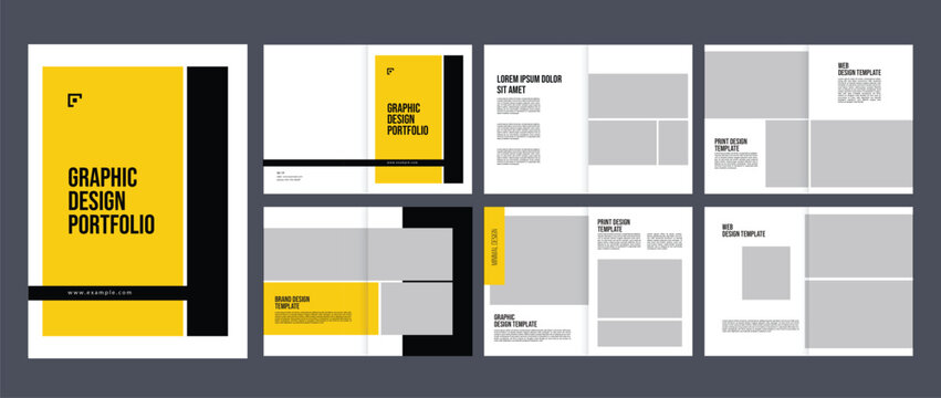 graphic design portfolio design template, designer product proposal portfolio layout 