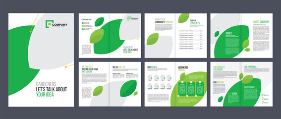 

garden brochure design template, lawn care gardening or landscaping service portfolio brochure cover page design template 