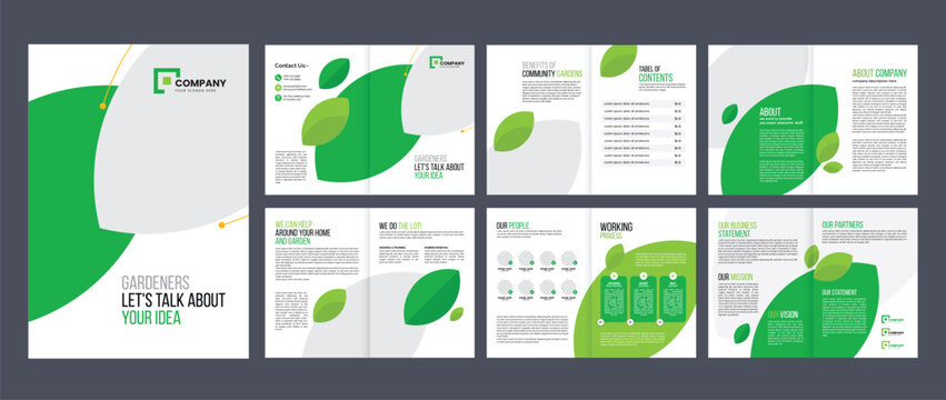 

garden brochure design template, lawn care gardening or landscaping service portfolio brochure cover page design template 