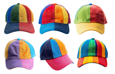 Kids, children and baby caps collection isolated on transparent background.