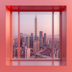 Cityscape from a skyscraper at twilight, panoramic, architectural photography, urban, twilight