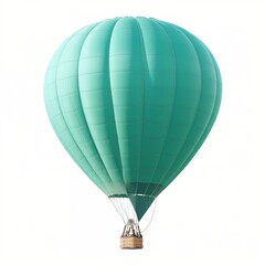 A tranquil turquoise hot air balloon isolated on a white background, symbolizing adventure and travel.