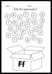 Dab the Uppercase F. Alphabet Worksheets