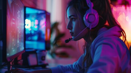 A woman immerses herself in the world of esports and online gaming