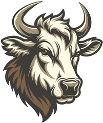 Fototapeta premium Transparent PNG, Cow, Bison, Illustration, Stylized, Graphic, Animal, Horns