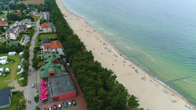 Beautiful Landscape Baltic Sea Beach Sarbinowo Morze Baltyckie Aerial Poland