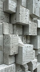 Stacked concrete blocks in construction site