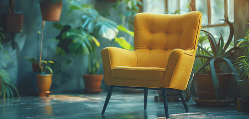 yellow armchair, AI generated - 784287755