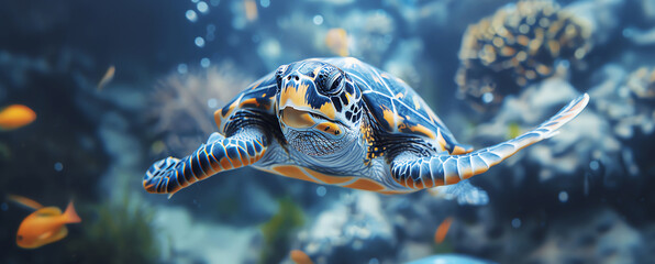 endangered turtle, AI generated - obrazy, fototapety, plakaty