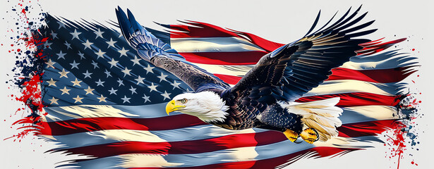 american flag and eagle, AI generated - obrazy, fototapety, plakaty