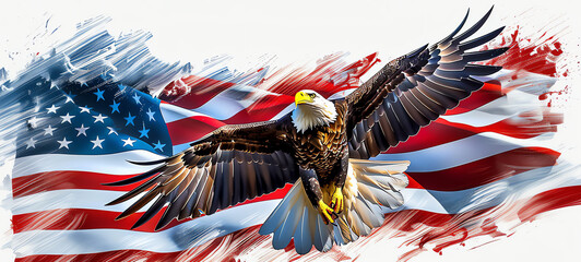 american flag and eagle, AI generated - 784287903