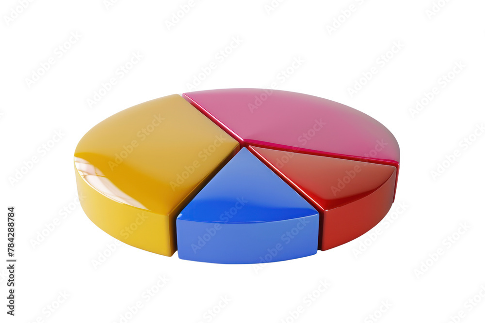 Poster pie chart showing the proportion of investment in various industries. isolated on transparent backgr