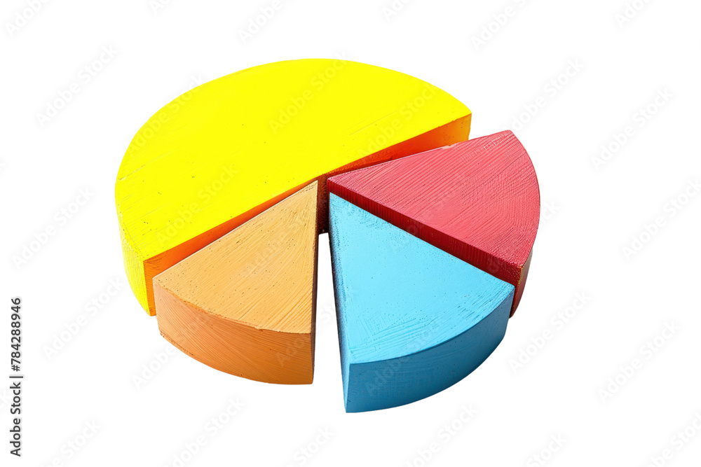Poster pie chart showing the proportion of investment in various industries. isolated on transparent backgr