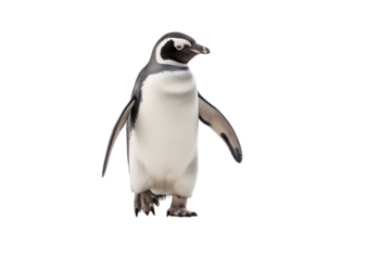 An adult penguin is walking, Isolated on transparent background.
