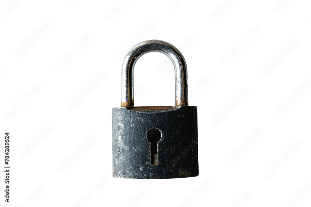 Poster photograph of padlock security symbol ,isolated on a transparent background.