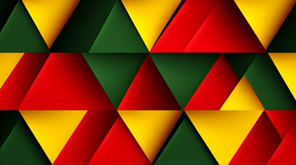 Red green and yellow triangular geometric bright vivid colorful pattern design background geometric triangles wallpaper black History Month concept