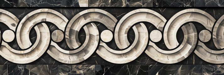 Ancient surreal meander roman, greek geometric patterns on marble. Luxurious stone designs on a rich marble background, exuding elegance and classical style - 784291198