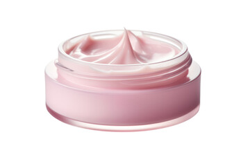 Moisturizer Packaged in a pink jar Apply moisturizer on the face,Isolated on a transparent background.