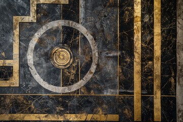 Ancient surreal meander roman, greek geometric patterns on marble. Luxurious stone designs on a rich marble background, exuding elegance and classical style - 784292333