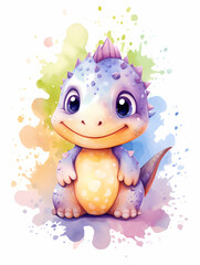 watercolor Dinosaur Wall Art for kids room, generated ai