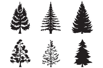 Silhouette Christmas Tree Vector Bundle