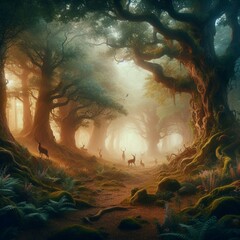 Secrets of the Sylvan Realm: Mystical Woodlands Awash in Magic - obrazy, fototapety, plakaty