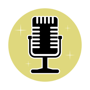 Podcast microphone silhouette image vector