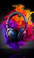 headphones music in smoke	