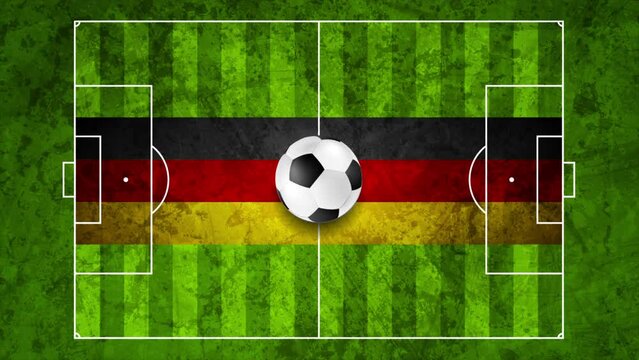 Soccer ball on football field with a German flag abstract background. Video animation Ultra HD 4K 3840x2160