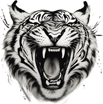 Close-up painting of a tiger.