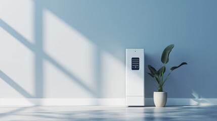 generic air purifier or AC conditioner split unit temperature control with smart iot home app chiller system controller unit mockup 