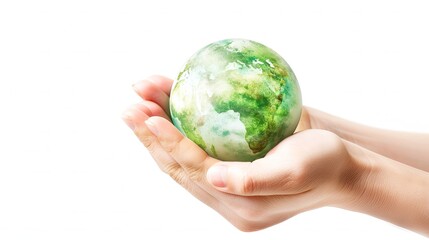green earth in hand. white background Generative AI