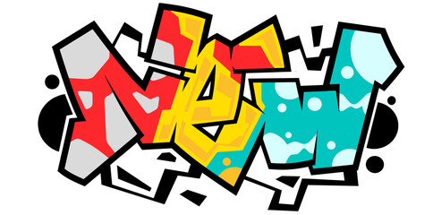 New word graffiti text font illustration sticker