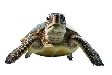 Fototapeta premium Green sea turtle swimming, isolated on transparent background.