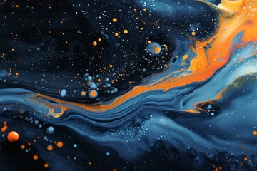 Cosmic Dance: The Striking Interplay of Blue and Orange Paint in Abstract Art