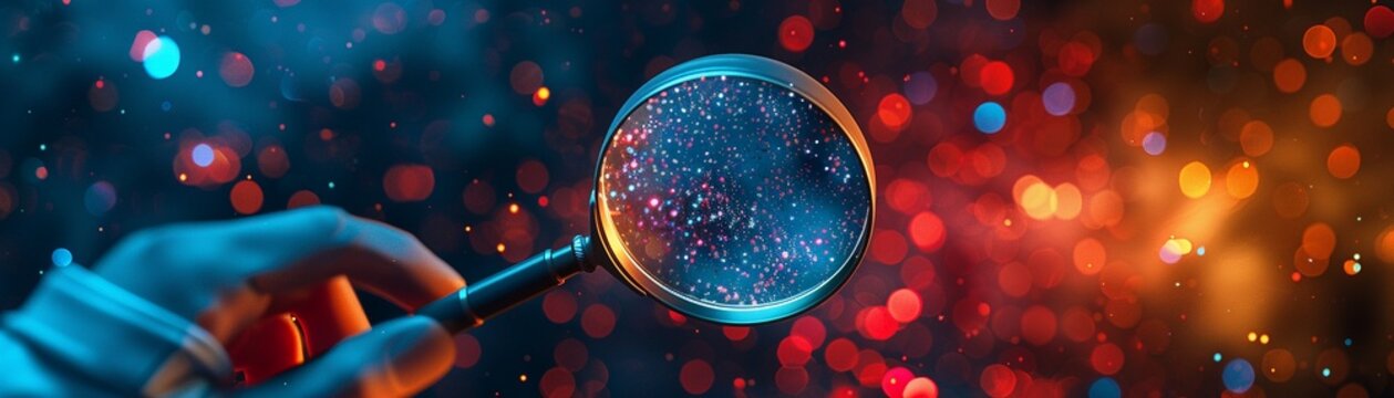Cosmic Investigator, magnifying glass, searching for answers, decoding signals from deep space.
