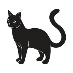 A silhouette cat black and white logo vector clip art