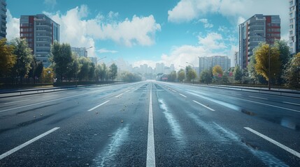 photorealistic highway on town background Generated with Ai tools