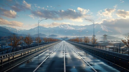 Fototapeta premium photorealistic highway on town background Generated with Ai tools